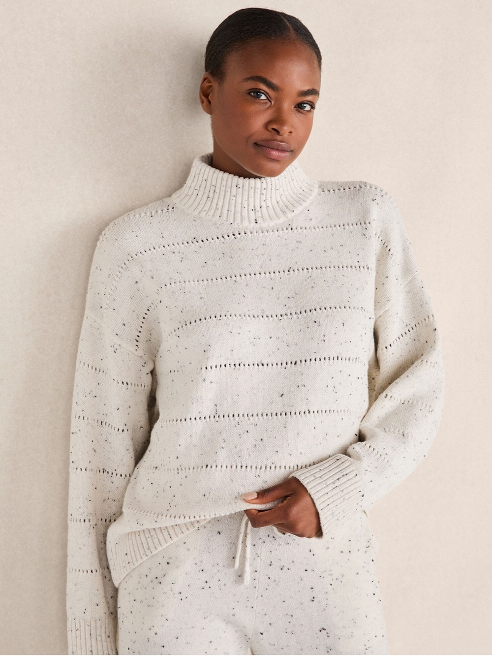 Haven Well Within Mock Neck Speckled Tweed Fall Sweater